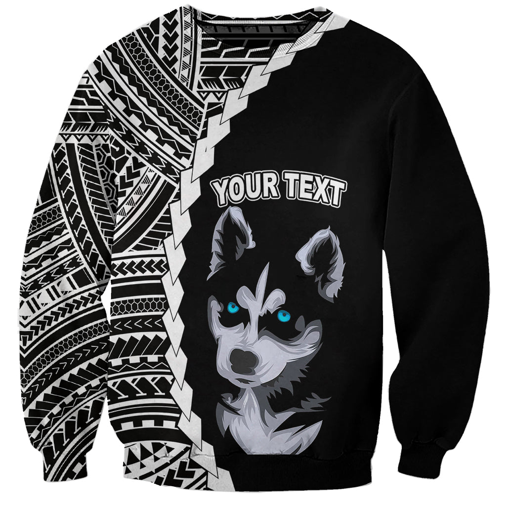 Custom Husky Dog Sweatshirt With Polynesian Tribal Tattoo LT6 Unisex Black - Polynesian Pride