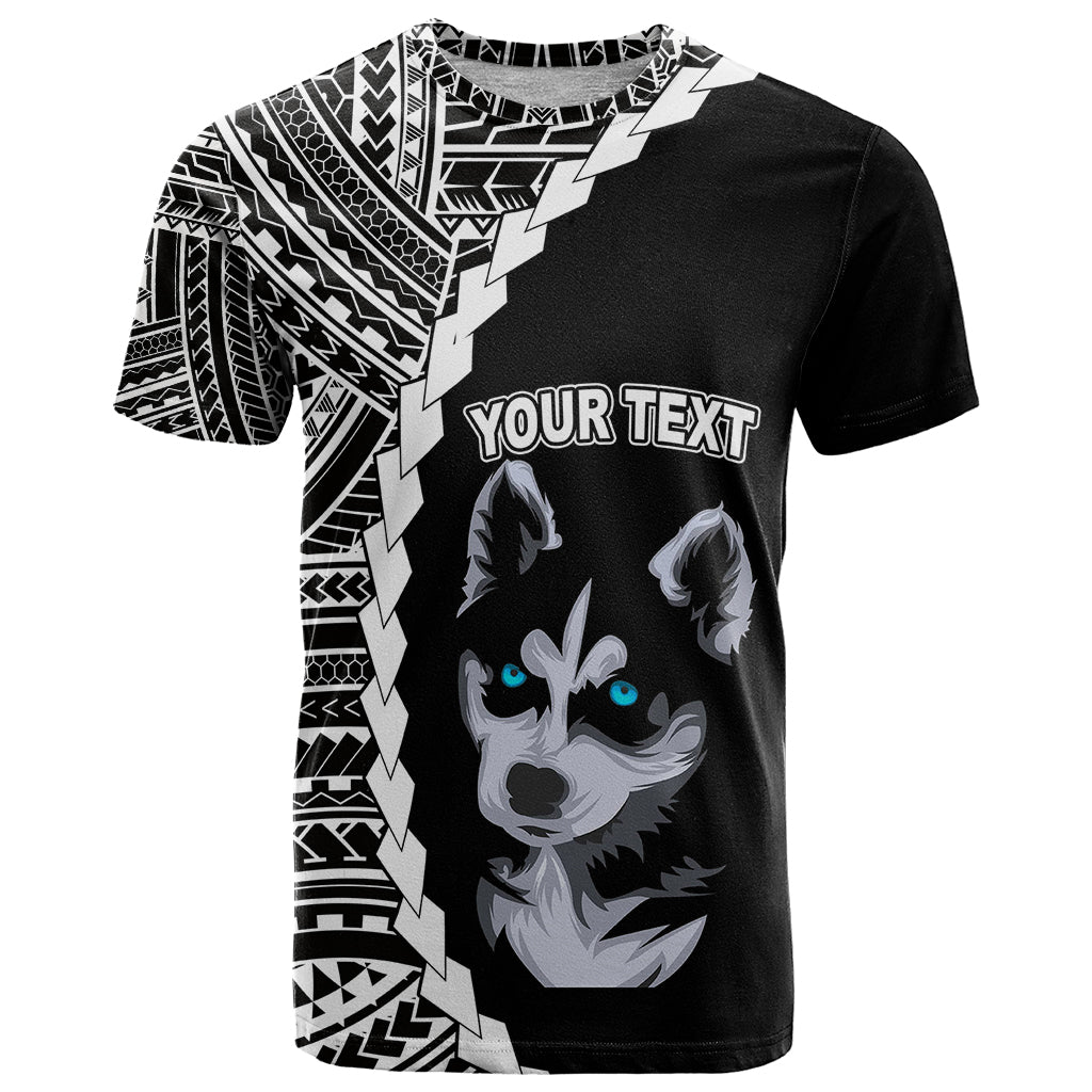 Custom Husky Dog T Shirt With Polynesian Tribal Tattoo LT6 Black - Polynesian Pride