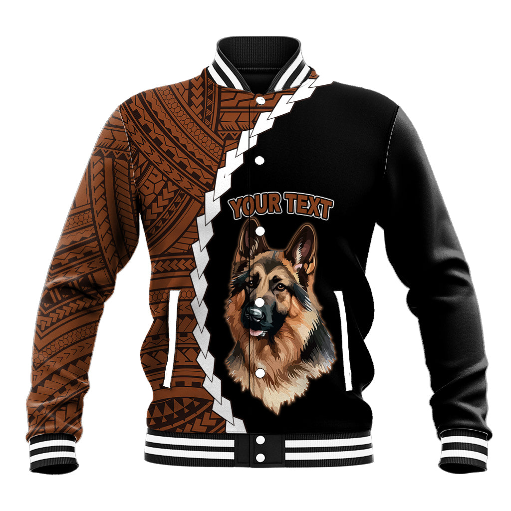 Custom German Shepherd Dog Baseball Jacket With Polynesian Tribal Tattoo LT6 Unisex Black - Polynesian Pride