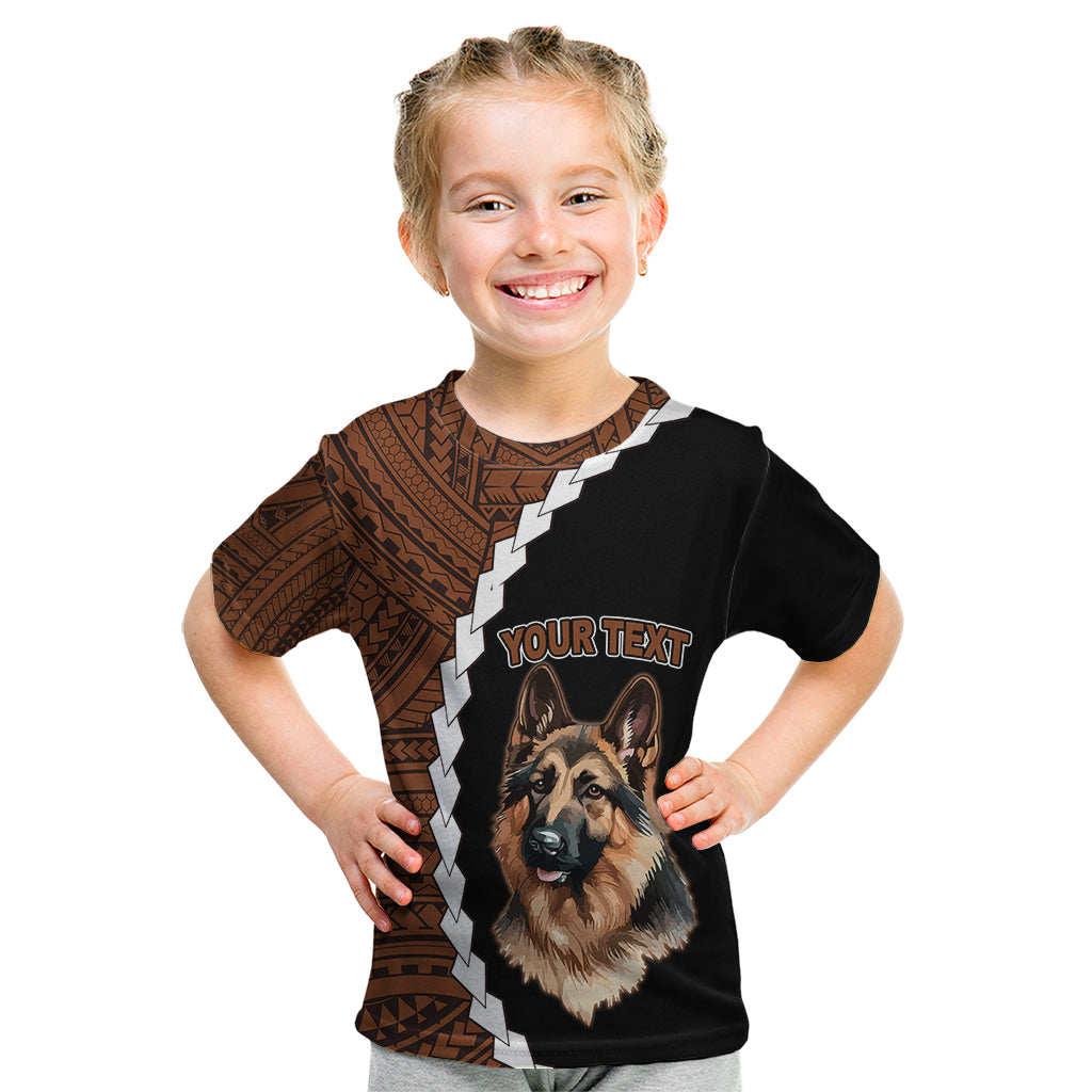 Custom German Shepherd Dog Kid T Shirt With Polynesian Tribal Tattoo LT6 Black - Polynesian Pride