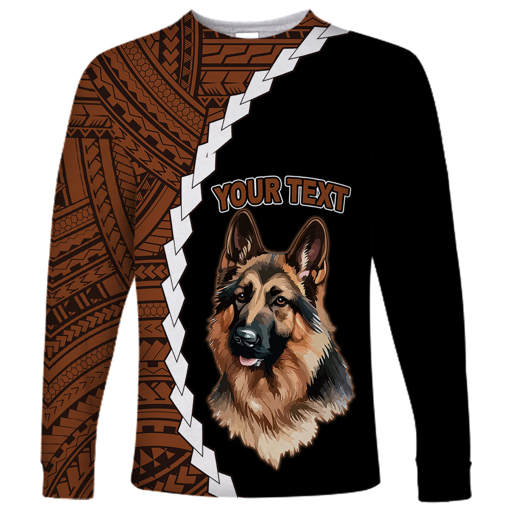 Custom German Shepherd Dog Long Sleeve Shirt With Polynesian Tribal Tattoo LT6 Unisex Black - Polynesian Pride