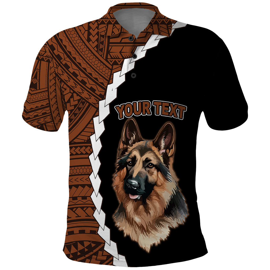 Custom German Shepherd Dog Polo Shirt With Polynesian Tribal Tattoo LT6 Black - Polynesian Pride