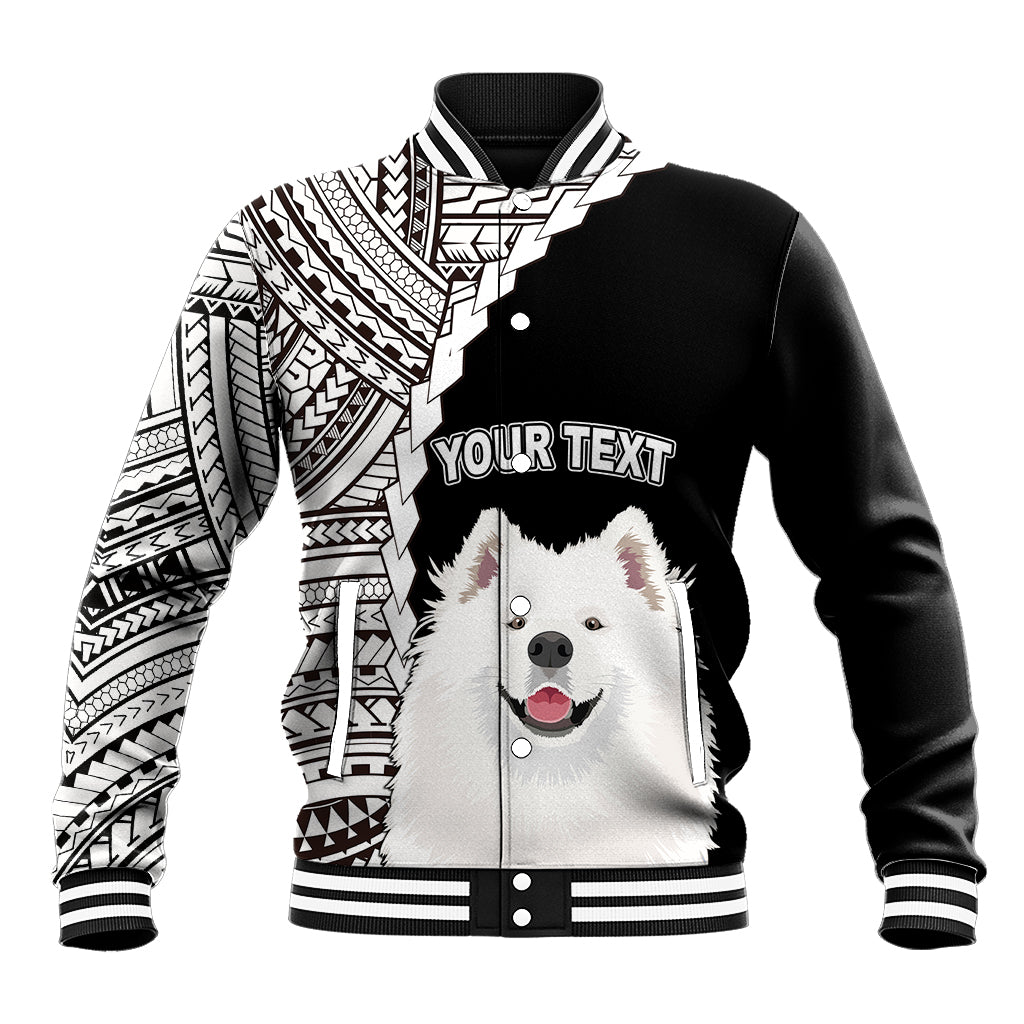 Custom Samoyed Dog Baseball Jacket With Polynesian Tribal Tattoo LT6 Unisex Black - Polynesian Pride