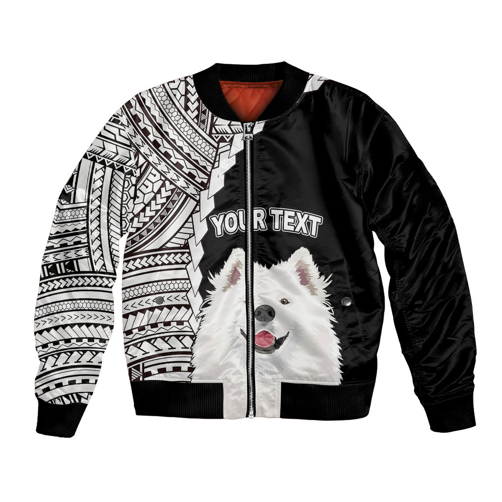 Custom Samoyed Dog Bomber Jacket With Polynesian Tribal Tattoo LT6 Unisex Black - Polynesian Pride