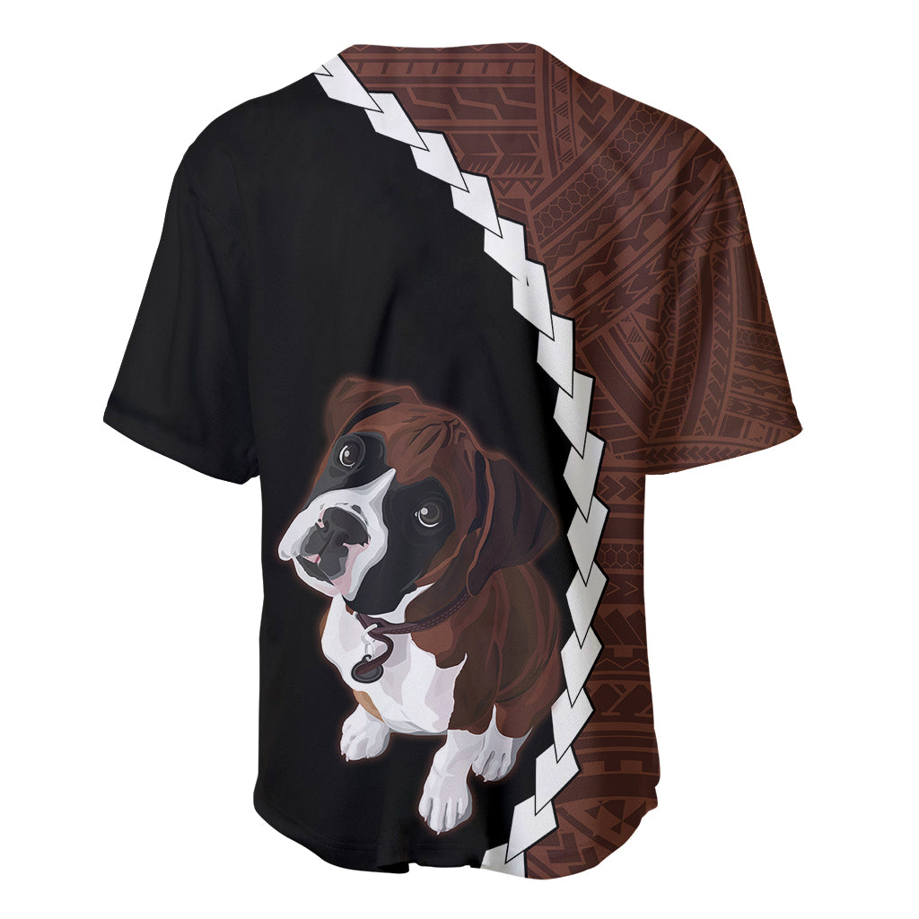 Custom Boxer Dog Baseball Jersey With Polynesian Tribal Tattoo LT6 - Polynesian Pride