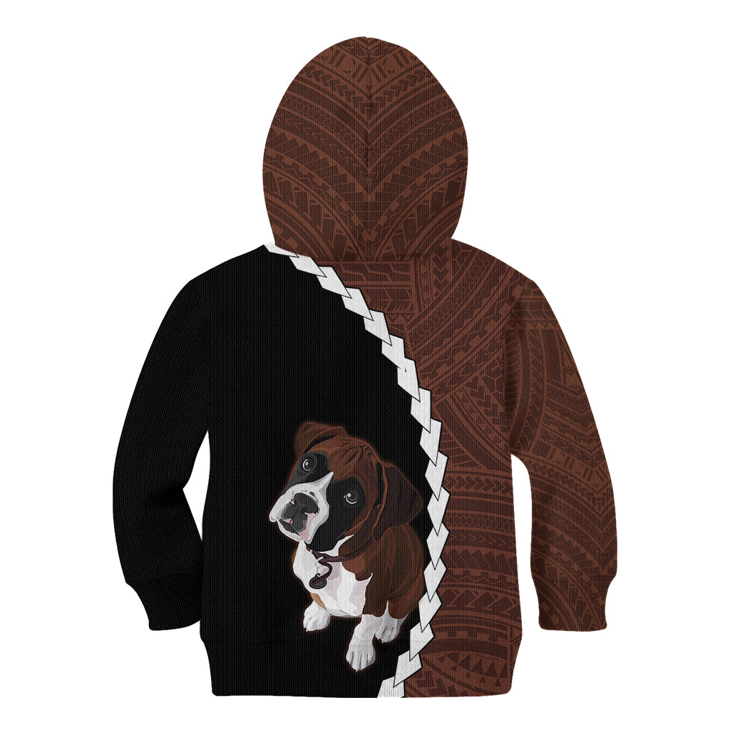 Custom Boxer Dog Kid Hoodie With Polynesian Tribal Tattoo LT6 - Polynesian Pride