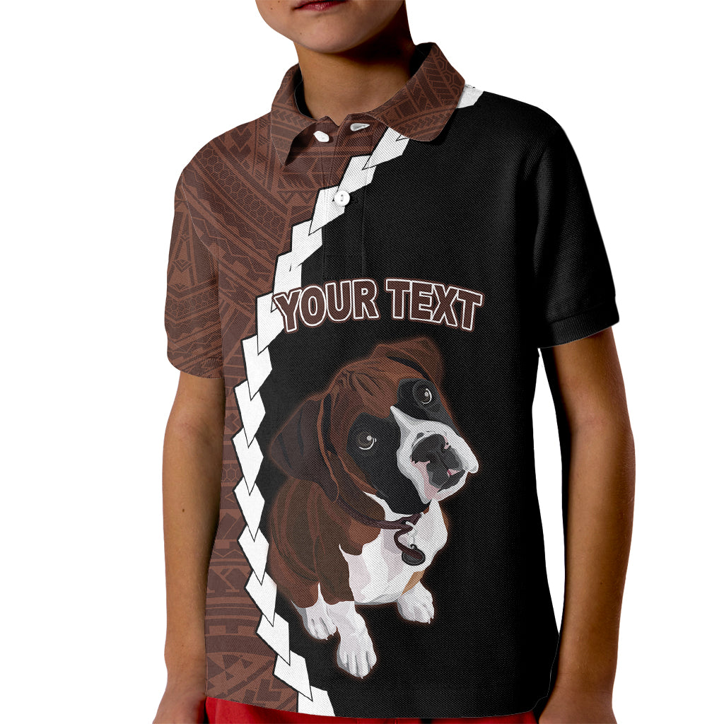 Custom Boxer Dog Kid Polo Shirt With Polynesian Tribal Tattoo LT6 Kid Black - Polynesian Pride