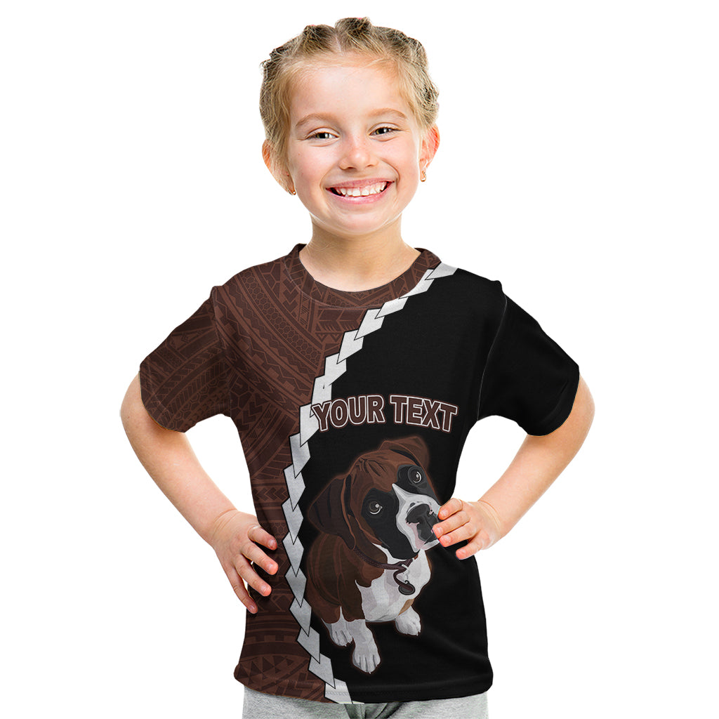 Custom Boxer Dog Kid T Shirt With Polynesian Tribal Tattoo LT6 Black - Polynesian Pride