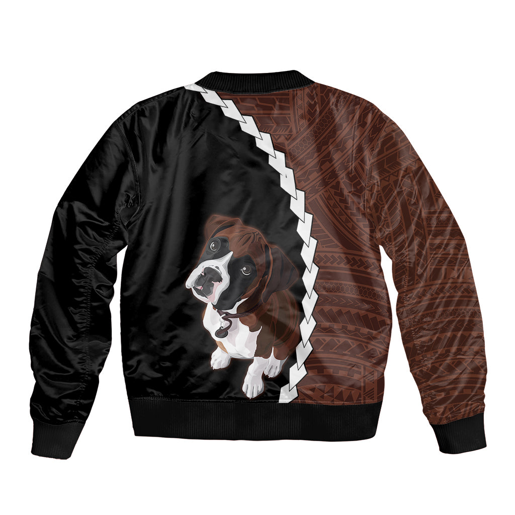 Custom Boxer Dog Sleeve Zip Bomber Jacket With Polynesian Tribal Tattoo LT6 - Polynesian Pride