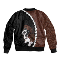 Custom Boxer Dog Sleeve Zip Bomber Jacket With Polynesian Tribal Tattoo LT6 - Polynesian Pride