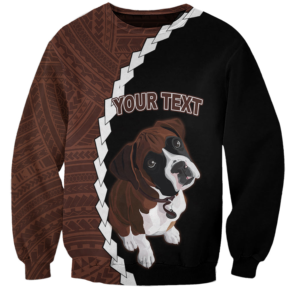 Custom Boxer Dog Sweatshirt With Polynesian Tribal Tattoo LT6 Unisex Black - Polynesian Pride