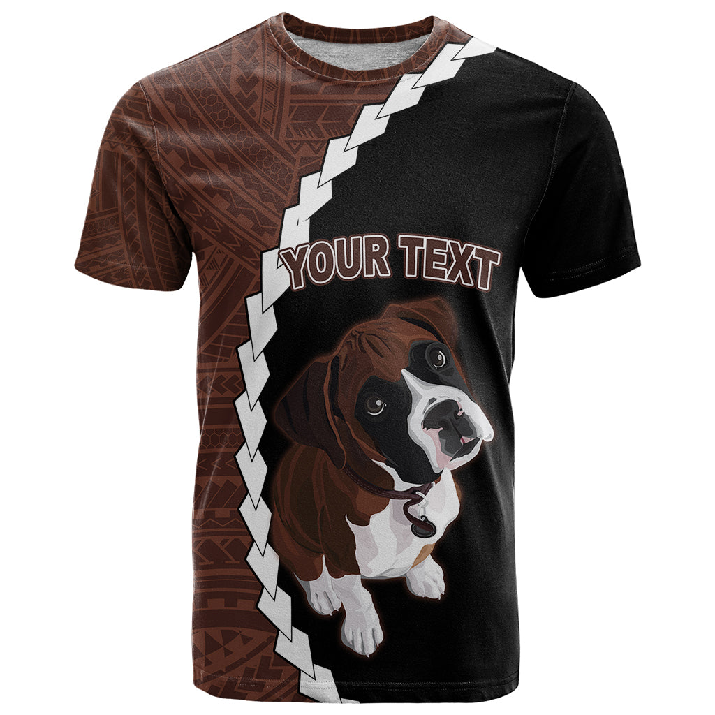 Custom Boxer Dog T Shirt With Polynesian Tribal Tattoo LT6 Black - Polynesian Pride