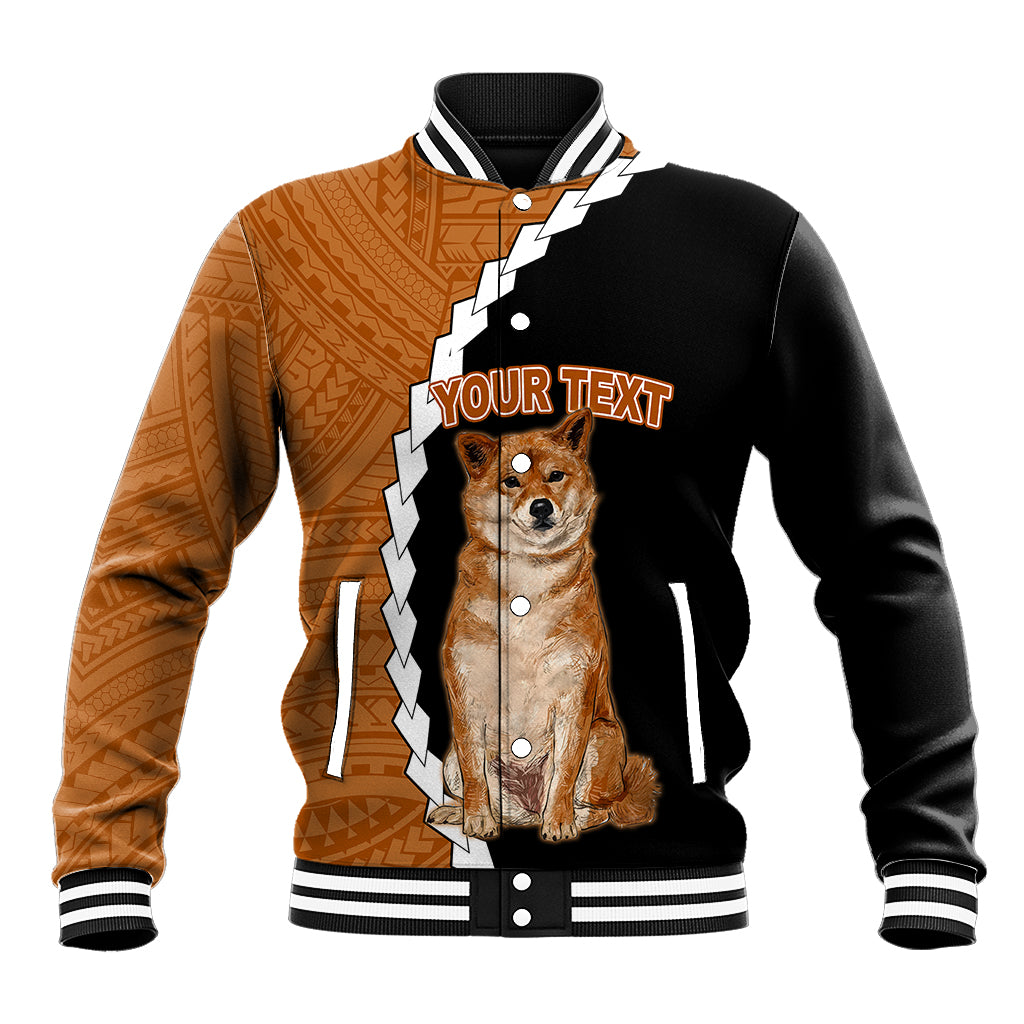 Custom Shiba Inu Dog Baseball Jacket With Polynesian Tribal Tattoo LT6 Unisex Black - Polynesian Pride