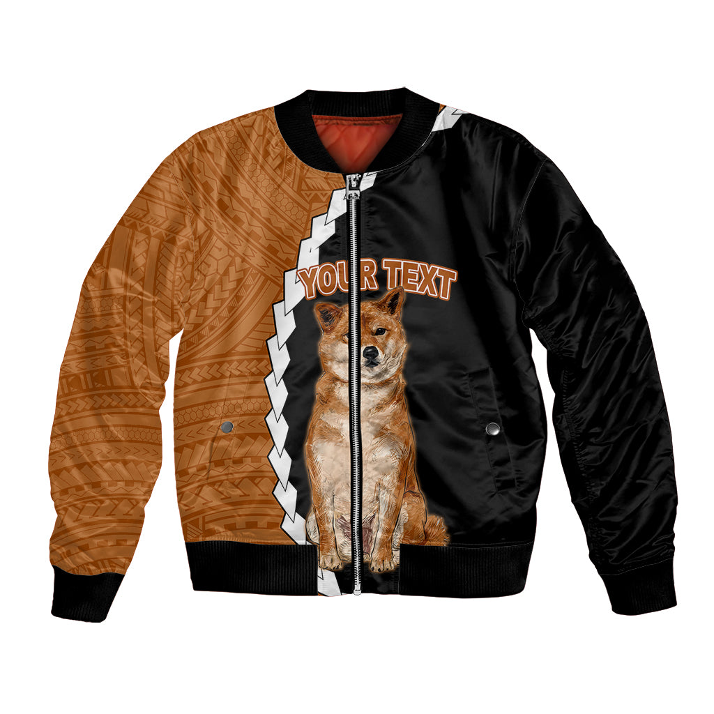 Custom Shiba Inu Dog Bomber Jacket With Polynesian Tribal Tattoo LT6 Unisex Black - Polynesian Pride