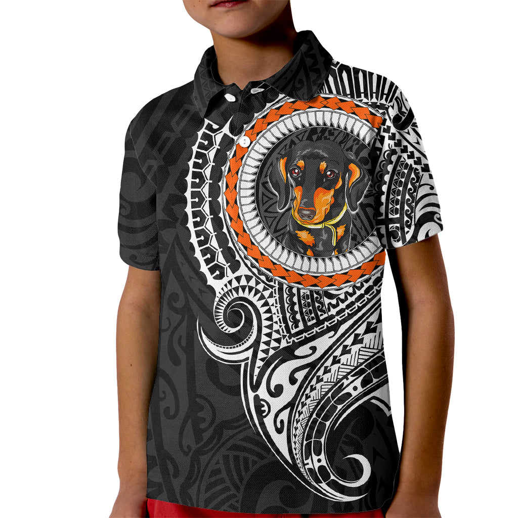 Polynesian Dachshund Dog Kid Polo Shirt Dog In My Heart LT6 Kid Black - Polynesian Pride