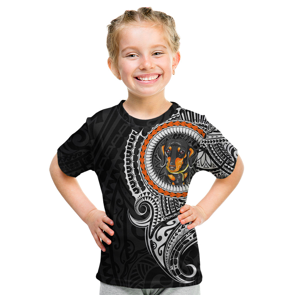 Polynesian Dachshund Dog Kid T Shirt Dog In My Heart LT6 Black - Polynesian Pride