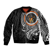 Polynesian Dachshund Dog Sleeve Zip Bomber Jacket Dog In My Heart LT6 Unisex Black - Polynesian Pride
