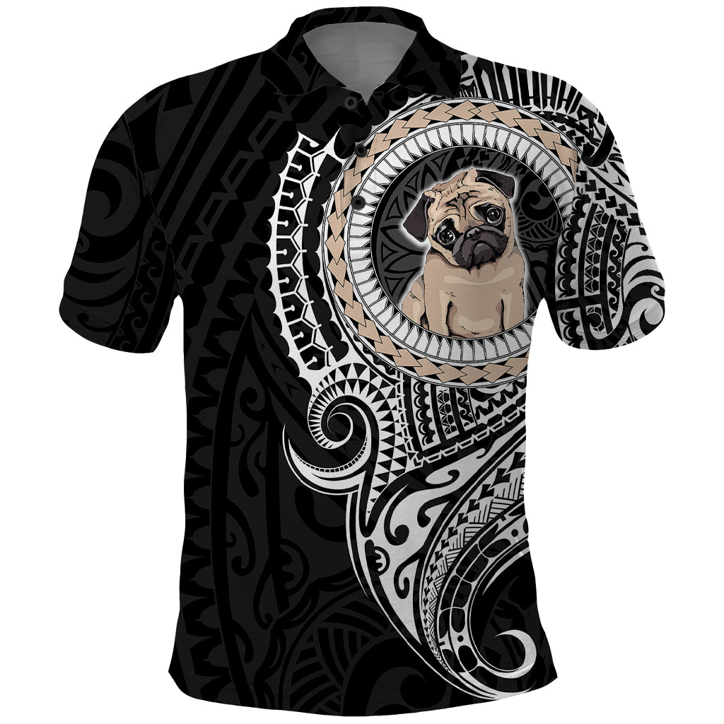 Polynesian Pug Dog Polo Shirt Dog In My Heart LT6 Black - Polynesian Pride