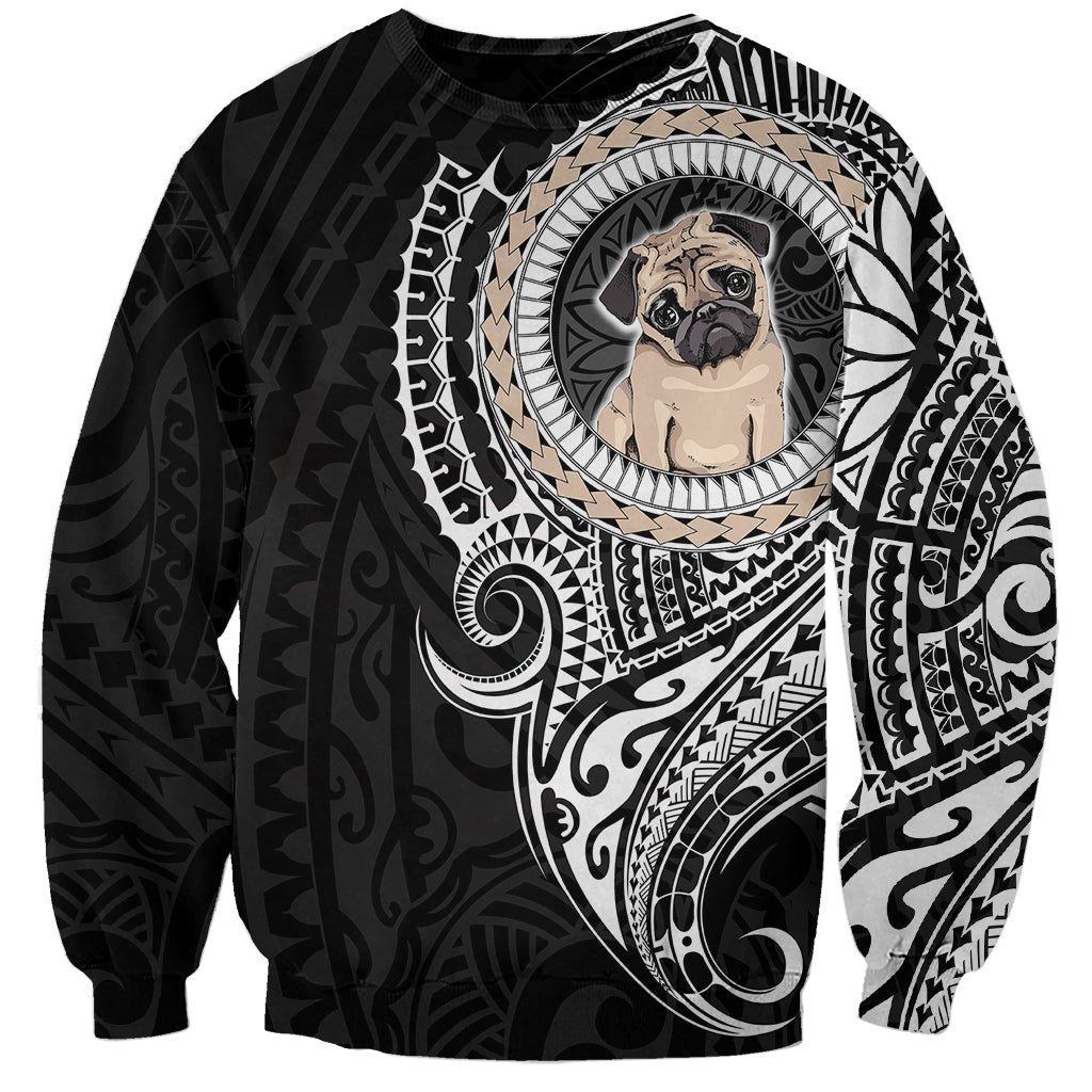 Polynesian Pug Dog Sweatshirt Dog In My Heart LT6 Unisex Black - Polynesian Pride