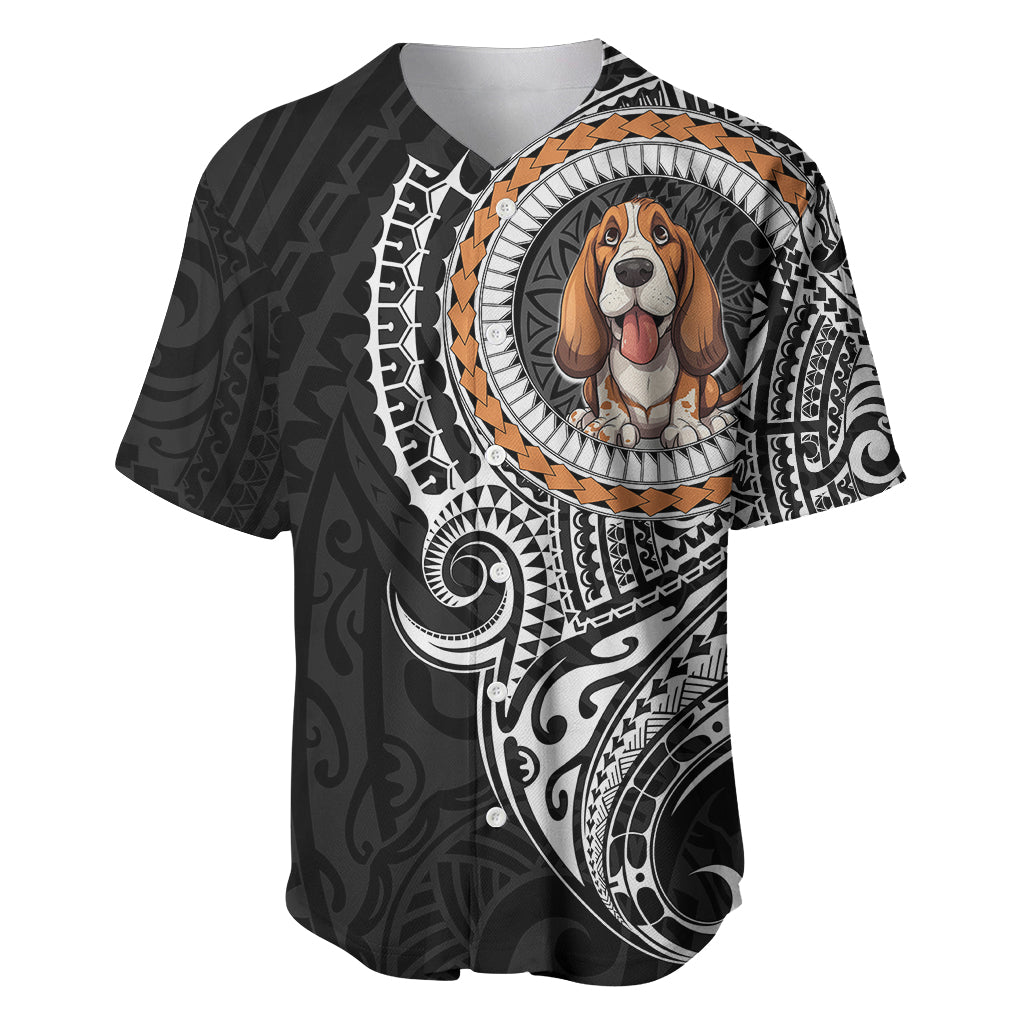 Polynesian Basset Hound Dog Baseball Jersey Dog In My Heart LT6 Black - Polynesian Pride