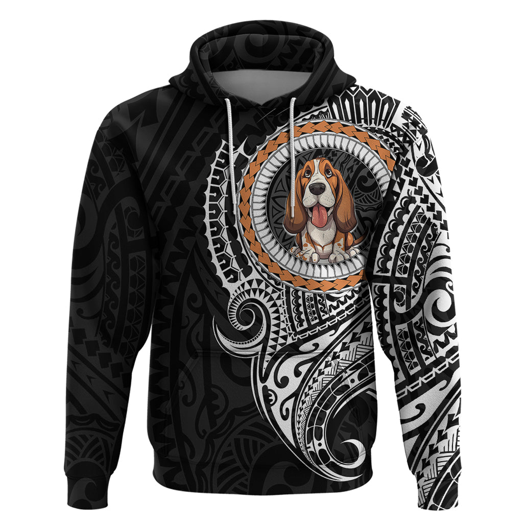 Polynesian Basset Hound Dog Hoodie Dog In My Heart LT6 Black - Polynesian Pride