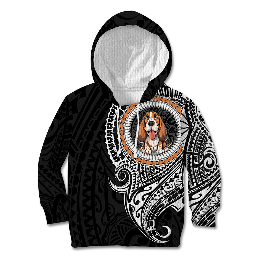 Polynesian Basset Hound Dog Kid Hoodie Dog In My Heart LT6 Hoodie Black - Polynesian Pride