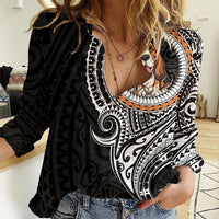 Polynesian Basset Hound Dog Women Casual Shirt Dog In My Heart LT6 Female Black - Polynesian Pride