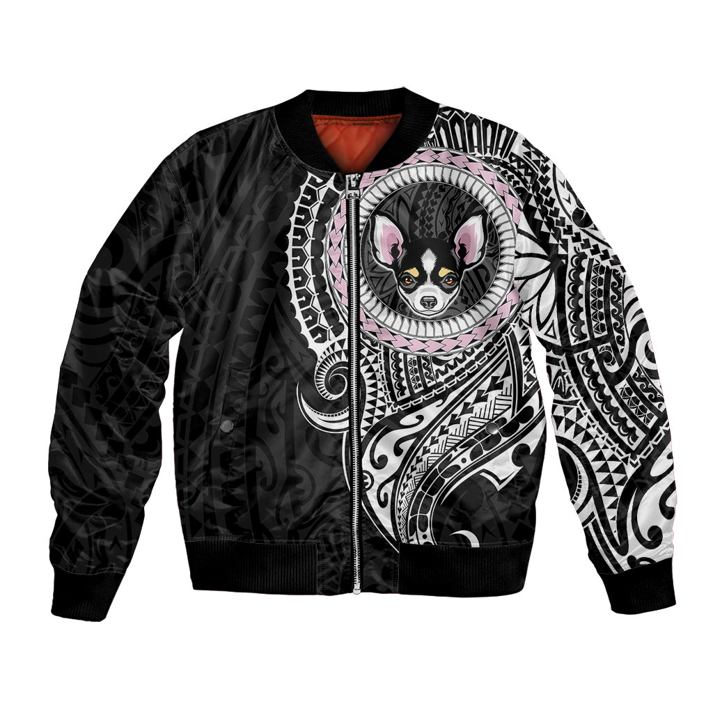 Polynesian Chihuahua Dog Bomber Jacket Dog In My Heart LT6 Unisex Black - Polynesian Pride