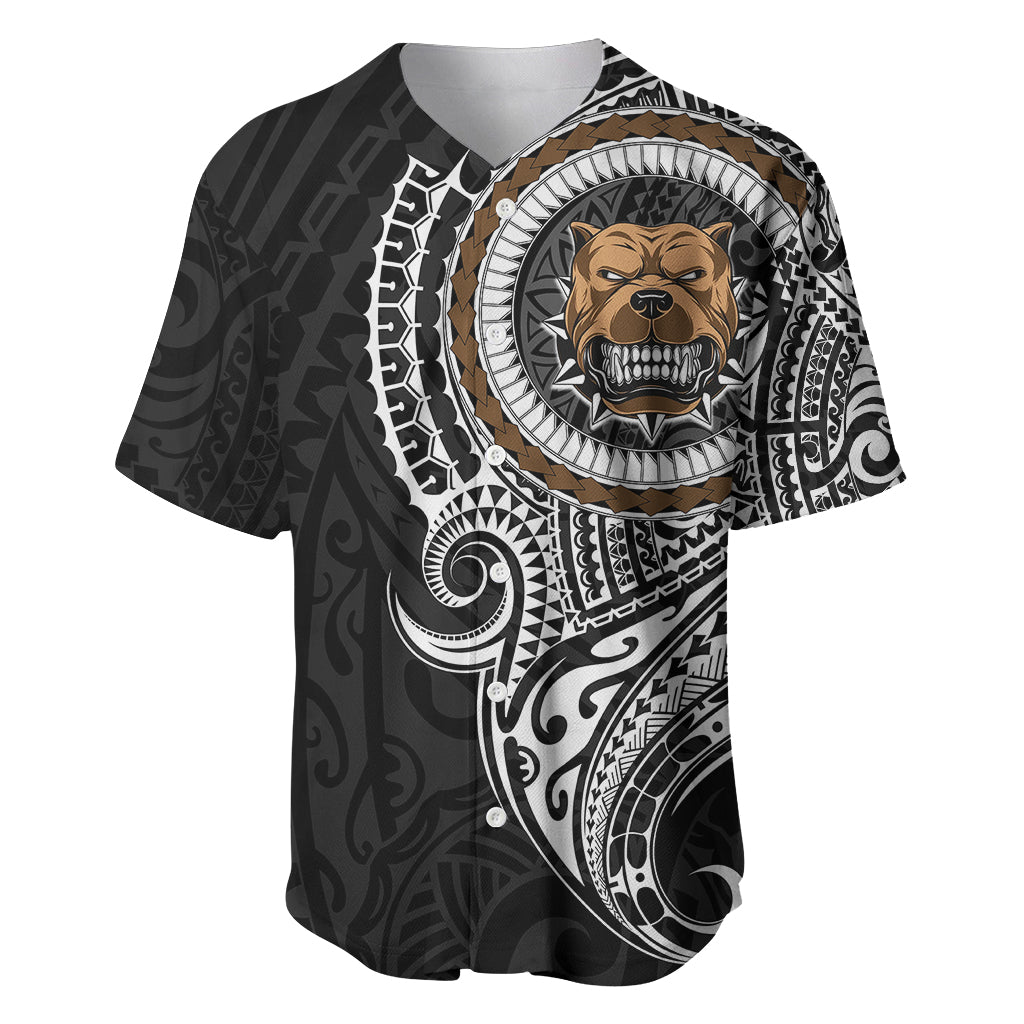 Polynesian Pitbull Dog Baseball Jersey Dog In My Heart LT6 Black - Polynesian Pride