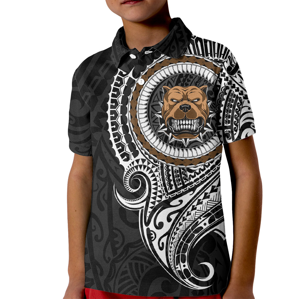 Polynesian Pitbull Dog Kid Polo Shirt Dog In My Heart LT6 Kid Black - Polynesian Pride