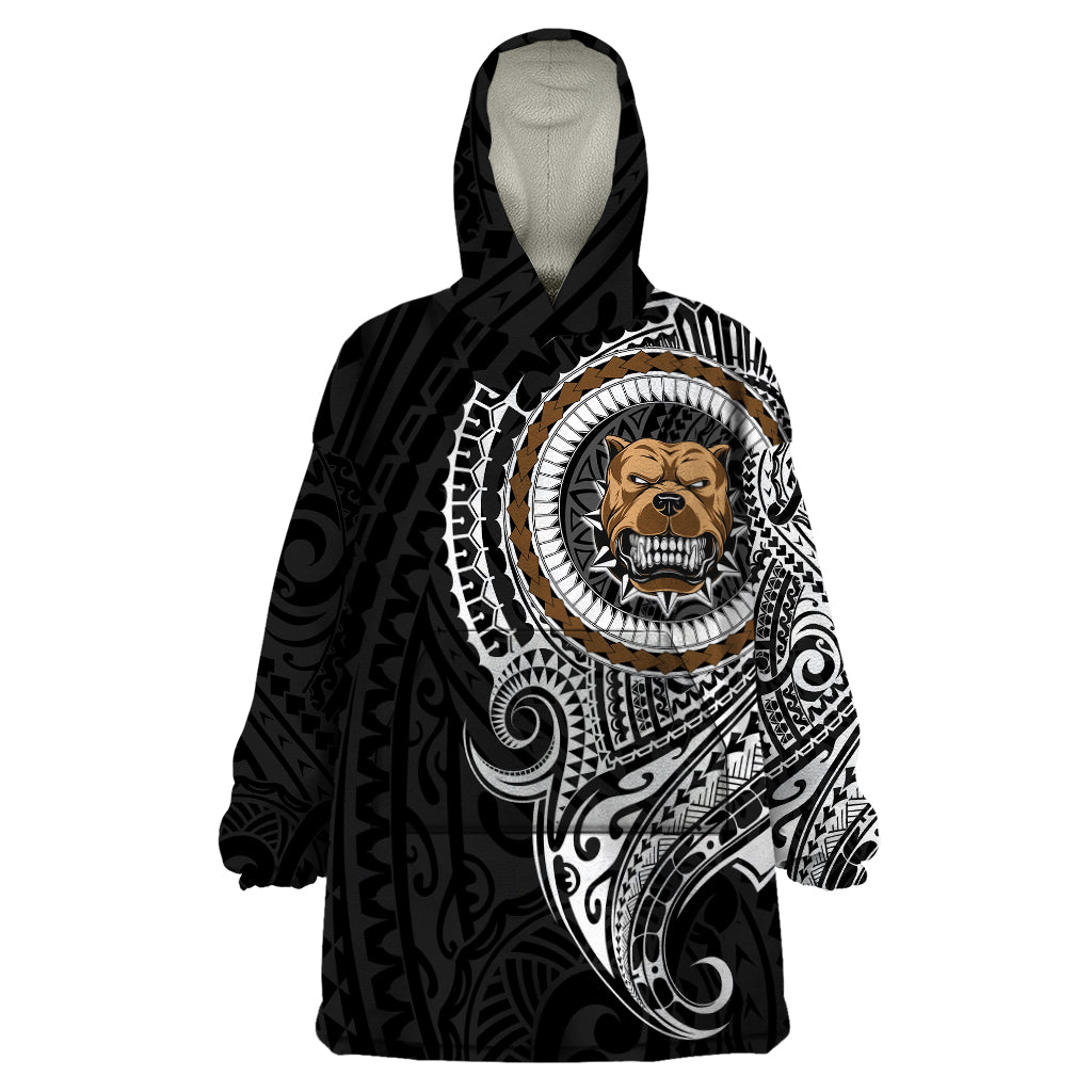 Polynesian Pitbull Dog Wearable Blanket Hoodie Dog In My Heart LT6 One Size Black - Polynesian Pride