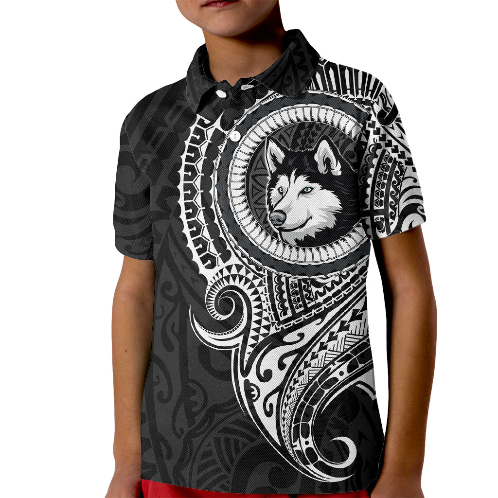 Polynesian Husky Dog Kid Polo Shirt Dog In My Heart LT6 Kid Black - Polynesian Pride