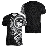 Polynesian Husky Dog Women V Neck T Shirt Dog In My Heart LT6 - Polynesian Pride