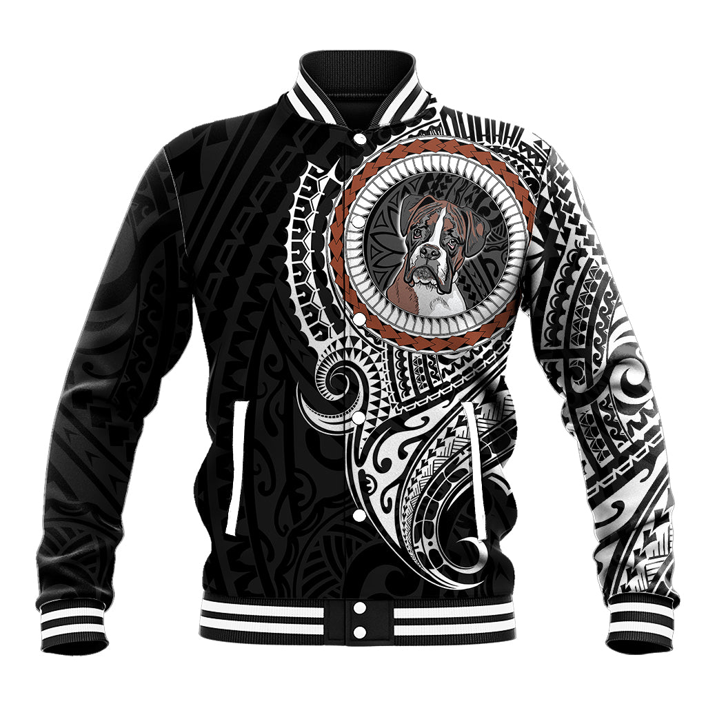 Polynesian Boxer Dog Baseball Jacket Dog In My Heart LT6 Unisex Black - Polynesian Pride