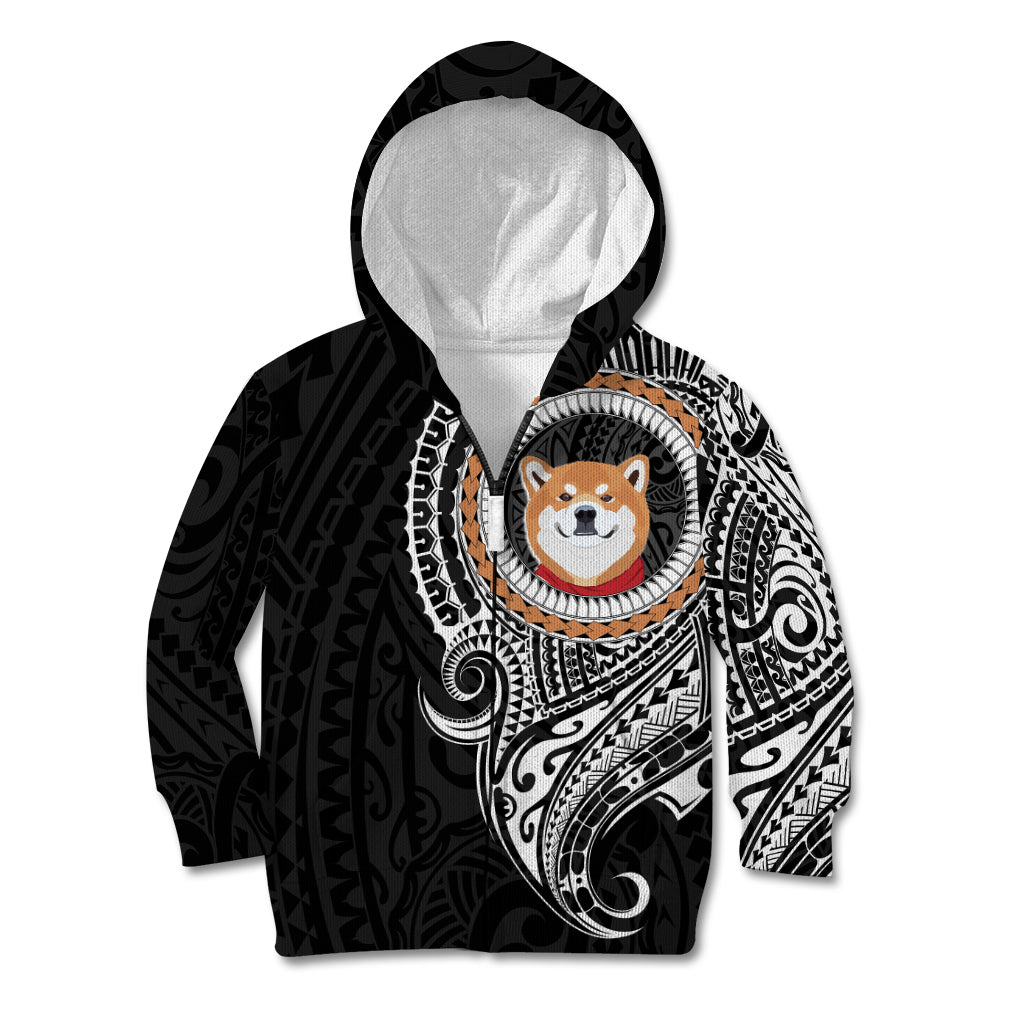 Polynesian Shiba Inu Dog Kid Hoodie Dog In My Heart LT6 Zip Hoodie Black - Polynesian Pride