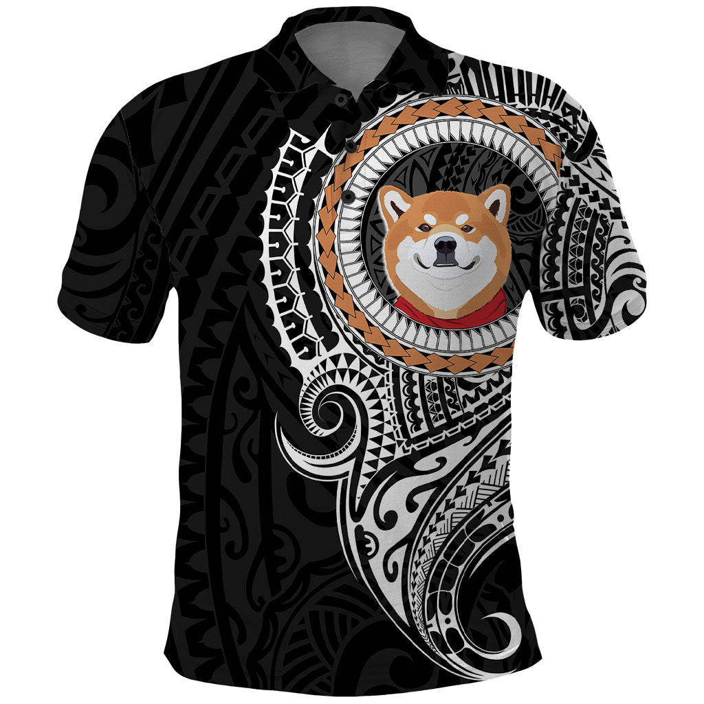 Polynesian Shiba Inu Dog Polo Shirt Dog In My Heart LT6 Black - Polynesian Pride