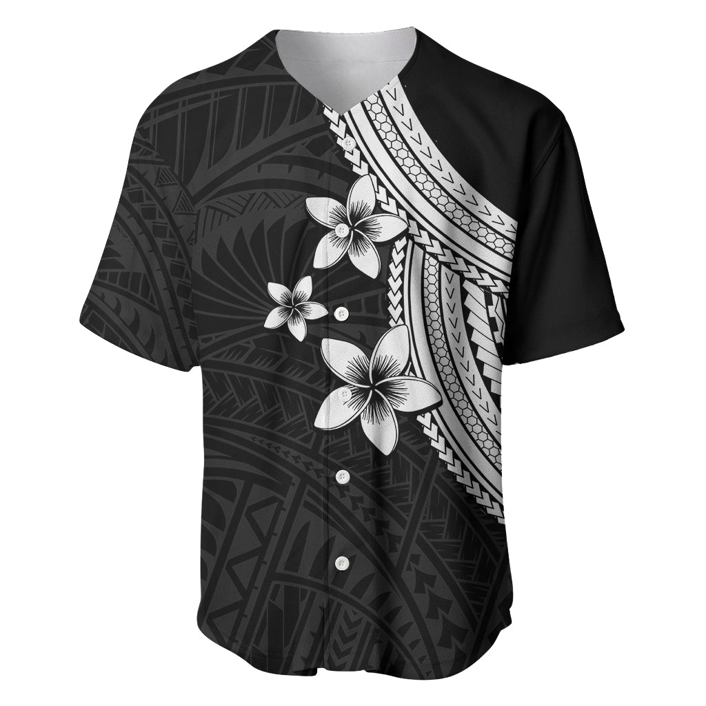 Polynesian Baseball Jersey With Plumeria Flower White LT6 White - Polynesian Pride