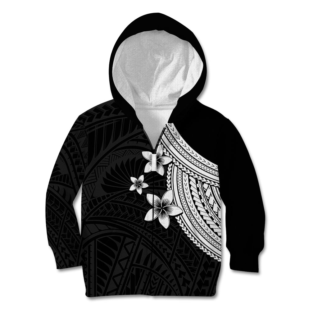 Polynesian Kid Hoodie With Plumeria Flower White LT6 Zip Hoodie White - Polynesian Pride