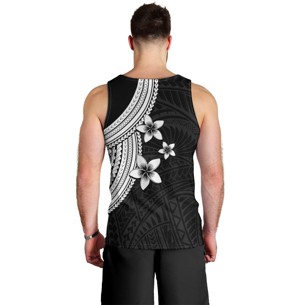 Polynesian Men Tank Top With Plumeria Flower White LT6 - Polynesian Pride
