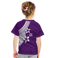 Polynesian Kid T Shirt With Plumeria Flower Purple LT6 - Polynesian Pride