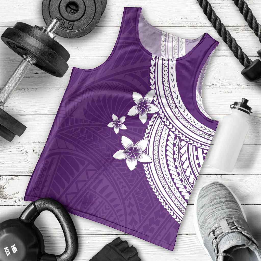 Polynesian Men Tank Top With Plumeria Flower Purple LT6 Purple - Polynesian Pride