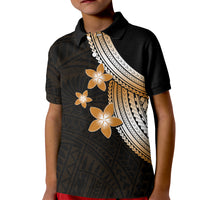Polynesian Kid Polo Shirt With Plumeria Flower Gold LT6 Kid Gold - Polynesian Pride