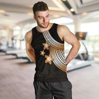 Polynesian Men Tank Top With Plumeria Flower Gold LT6 - Polynesian Pride