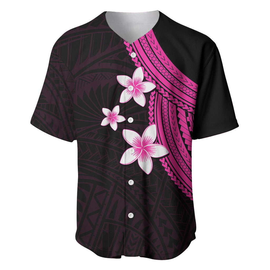 Polynesian Baseball Jersey With Plumeria Flower Pink LT6 Pink - Polynesian Pride