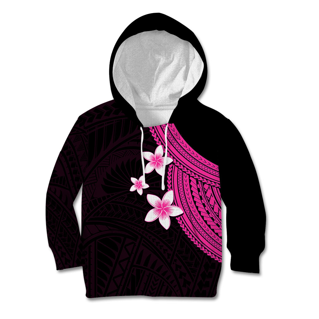 Polynesian Kid Hoodie With Plumeria Flower Pink LT6 Hoodie Pink - Polynesian Pride