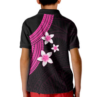 Polynesian Kid Polo Shirt With Plumeria Flower Pink LT6 - Polynesian Pride