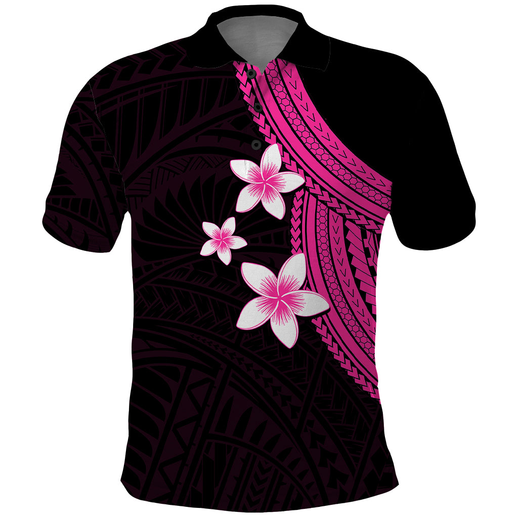 Polynesian Polo Shirt With Plumeria Flower Pink LT6 Pink - Polynesian Pride