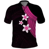 Polynesian Polo Shirt With Plumeria Flower Pink LT6 Pink - Polynesian Pride