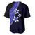 Polynesian Baseball Jersey With Plumeria Flower Blue LT6 - Polynesian Pride