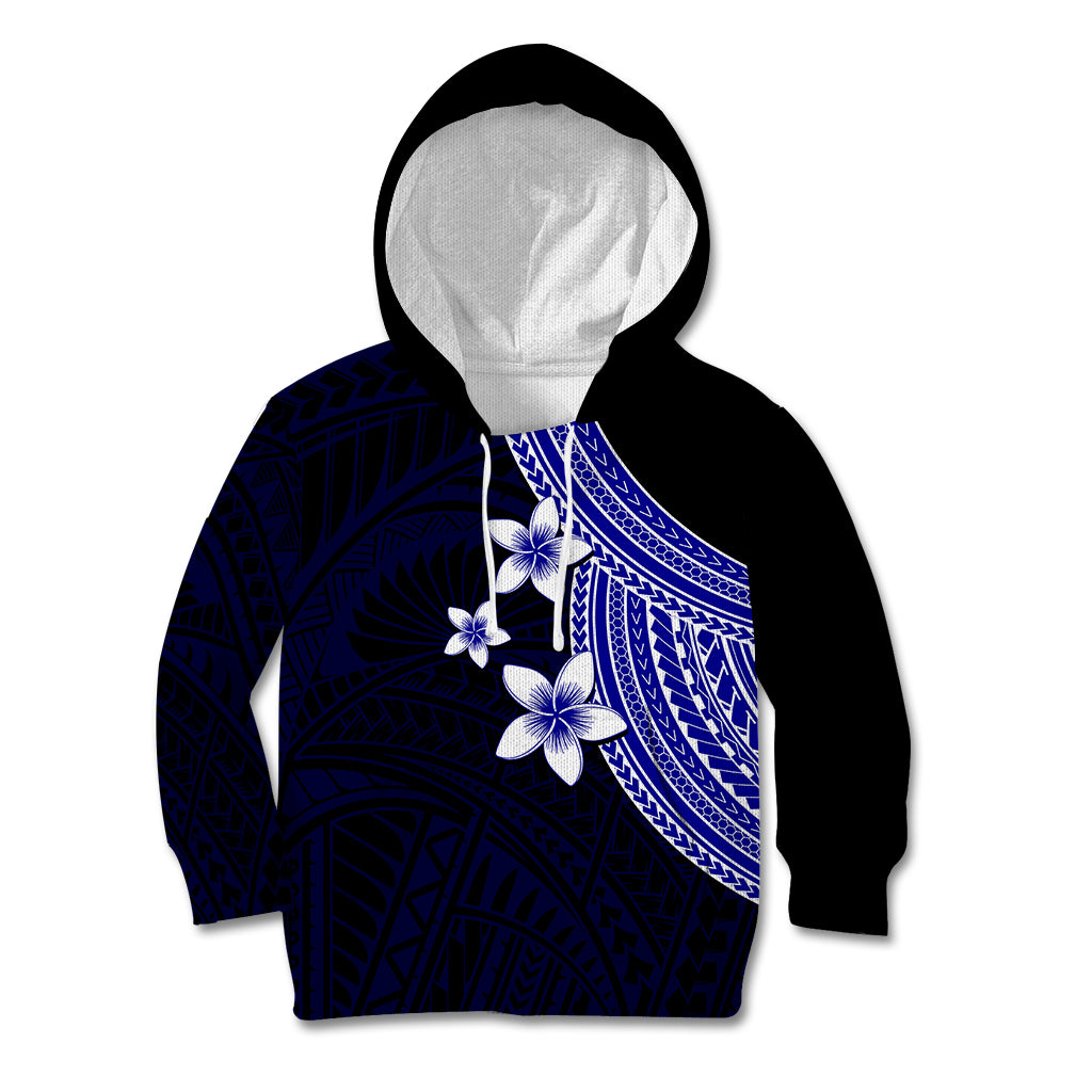 Polynesian Kid Hoodie With Plumeria Flower Blue LT6 Hoodie Blue - Polynesian Pride